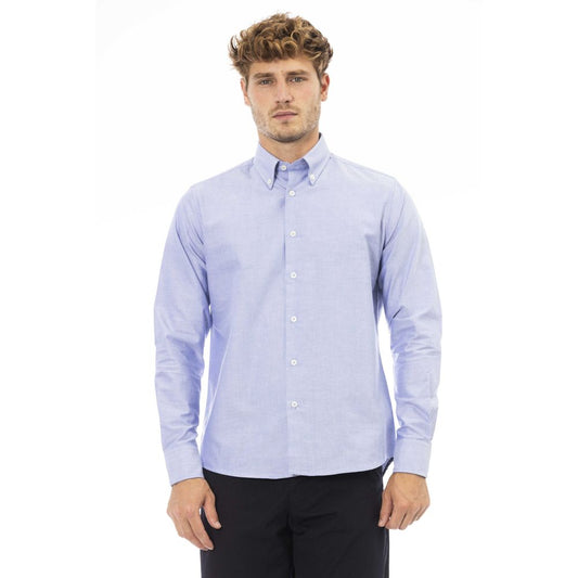 Camisa de algodón azul para hombre