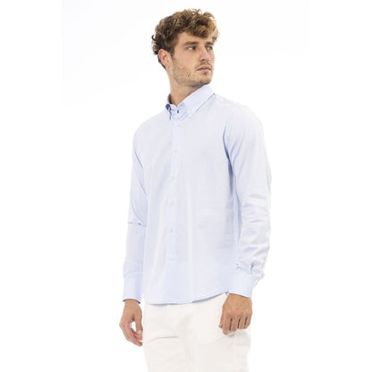 Camisa de algodón azul claro para hombre