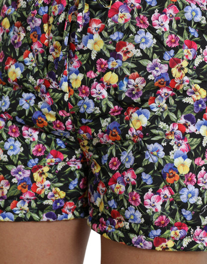 Shorts florales de cintura alta y vibrantes