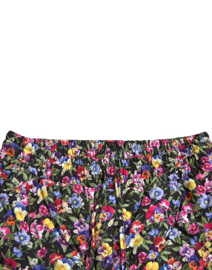 Shorts florales de cintura alta y vibrantes