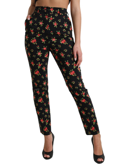 Elegant High-Waist Floral Tapered Pants