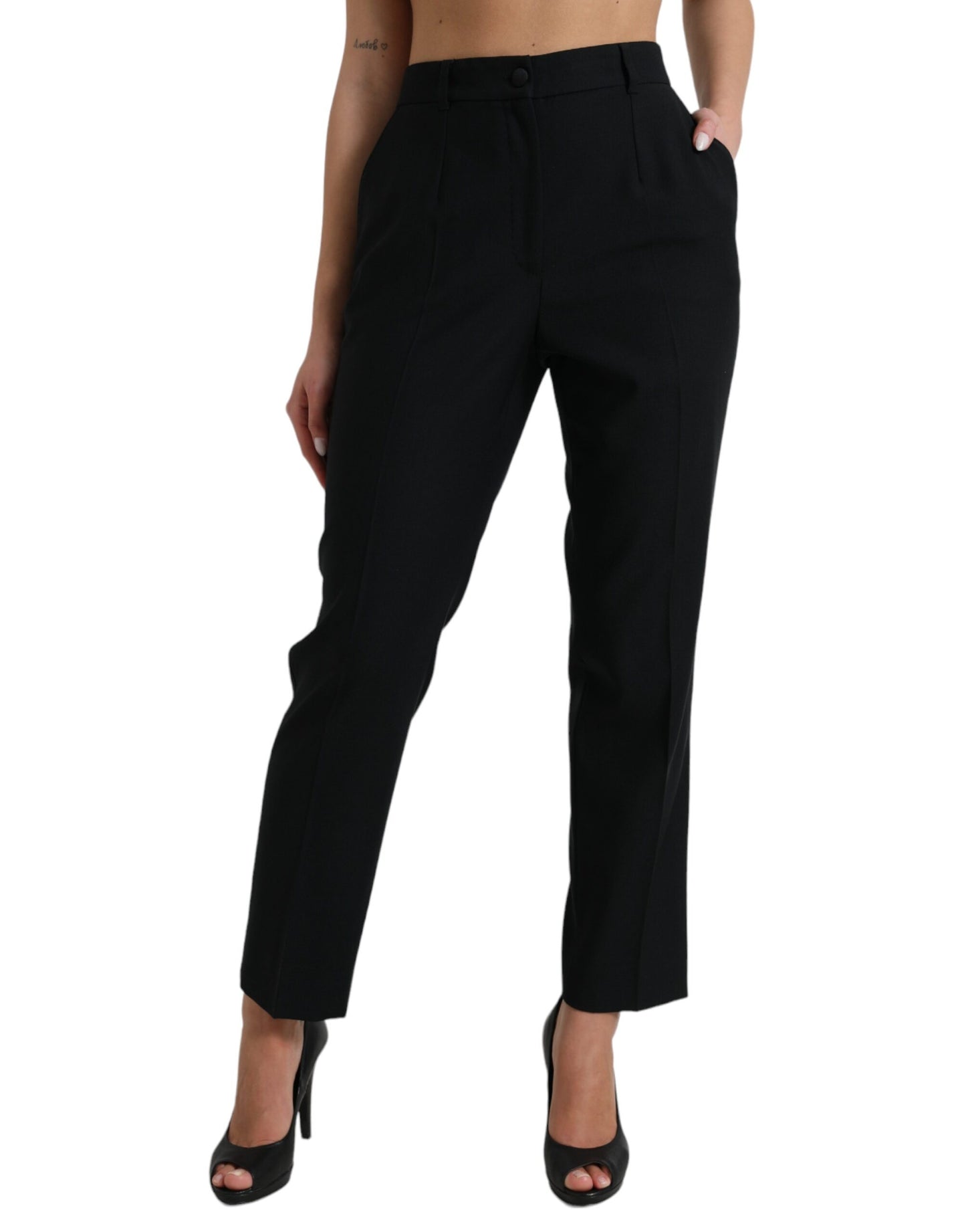 Elegant High Waist Wool Pants