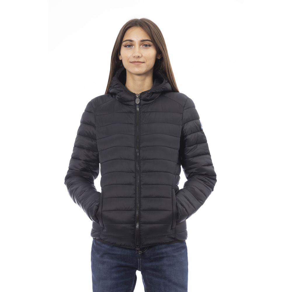 Chaqueta de nailon negra para mujer