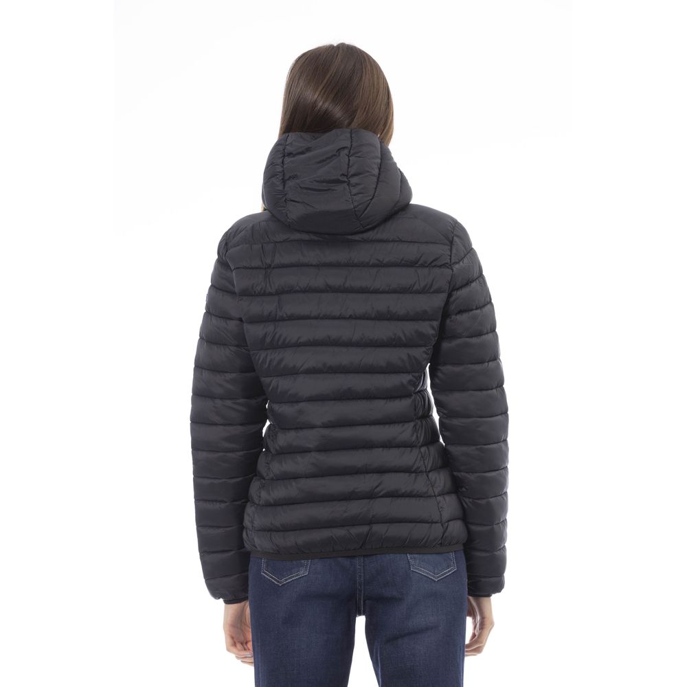 Chaqueta de nailon negra para mujer