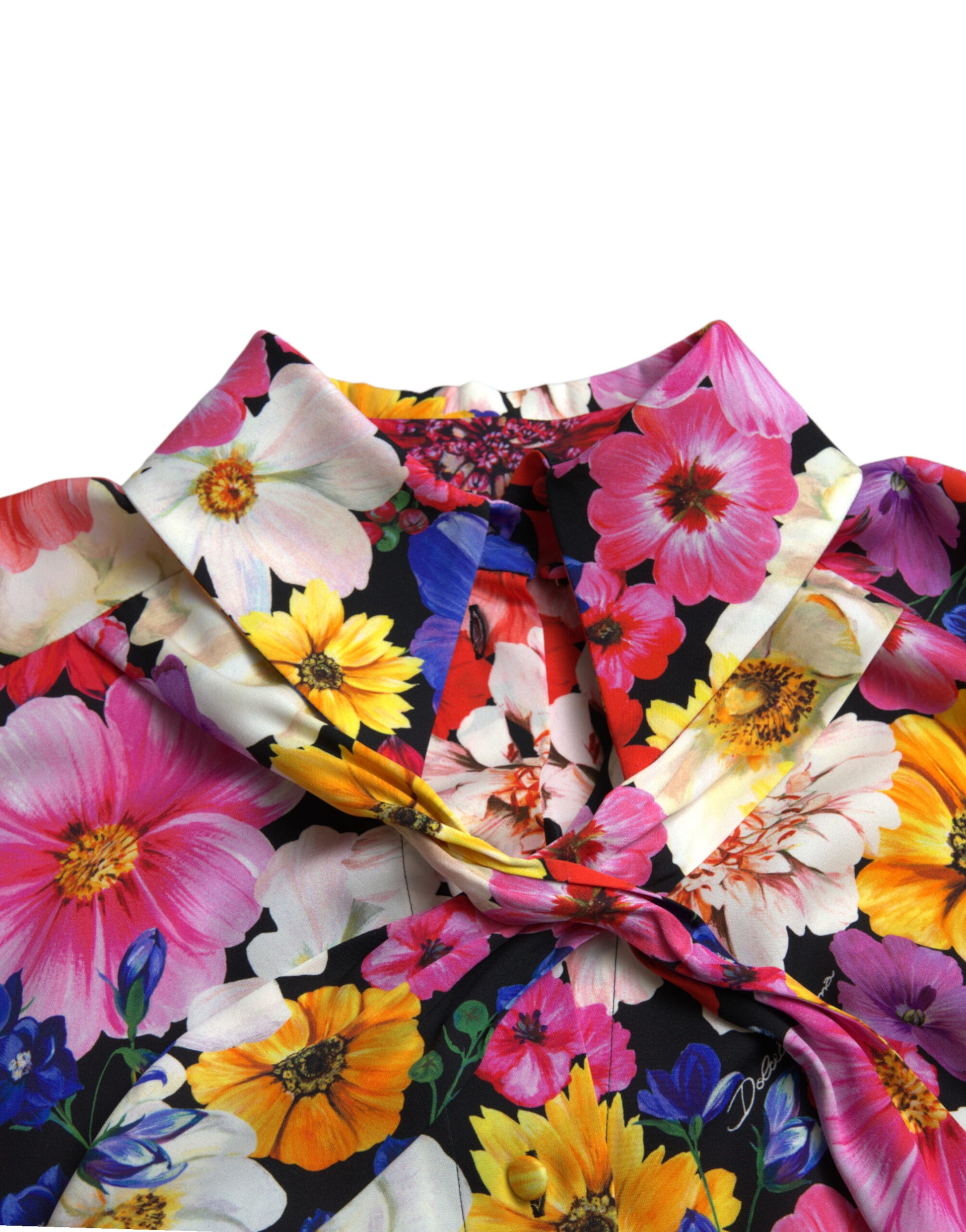 Blusa floral de seda con lazada delantera