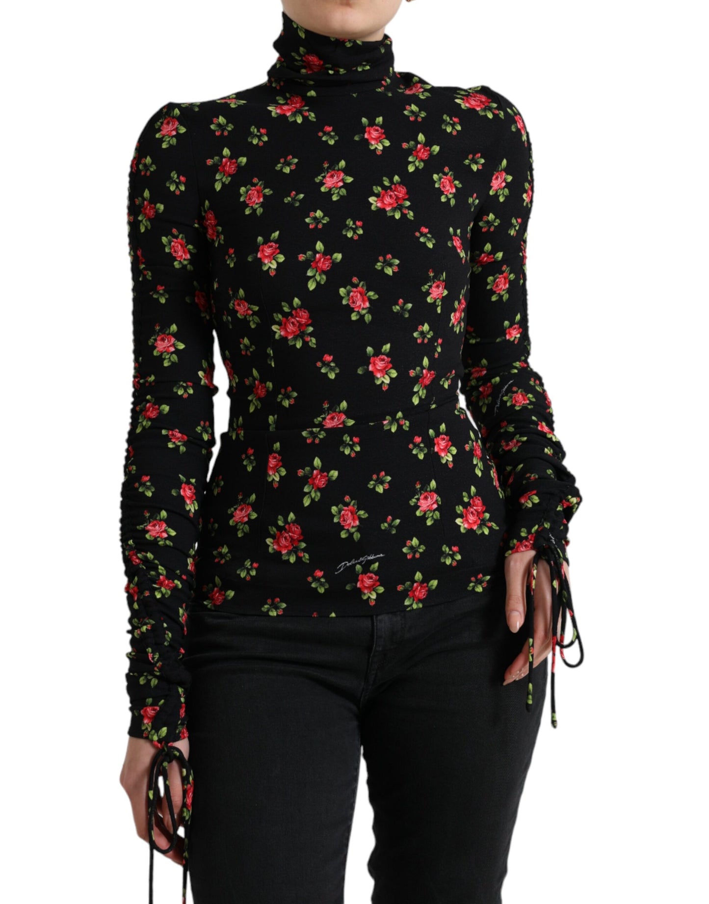 Elegante top floral en mezcla de seda