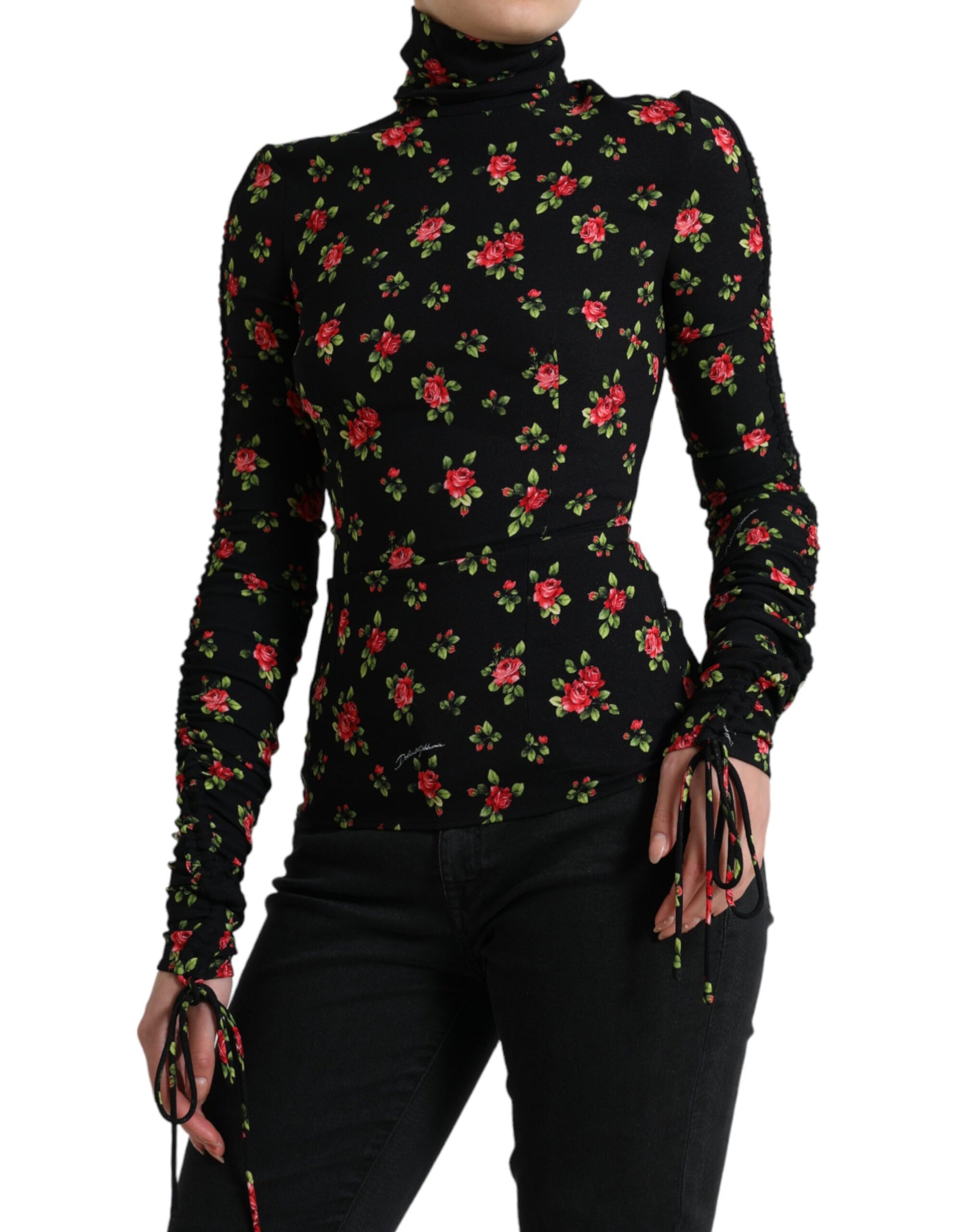 Elegante top floral en mezcla de seda