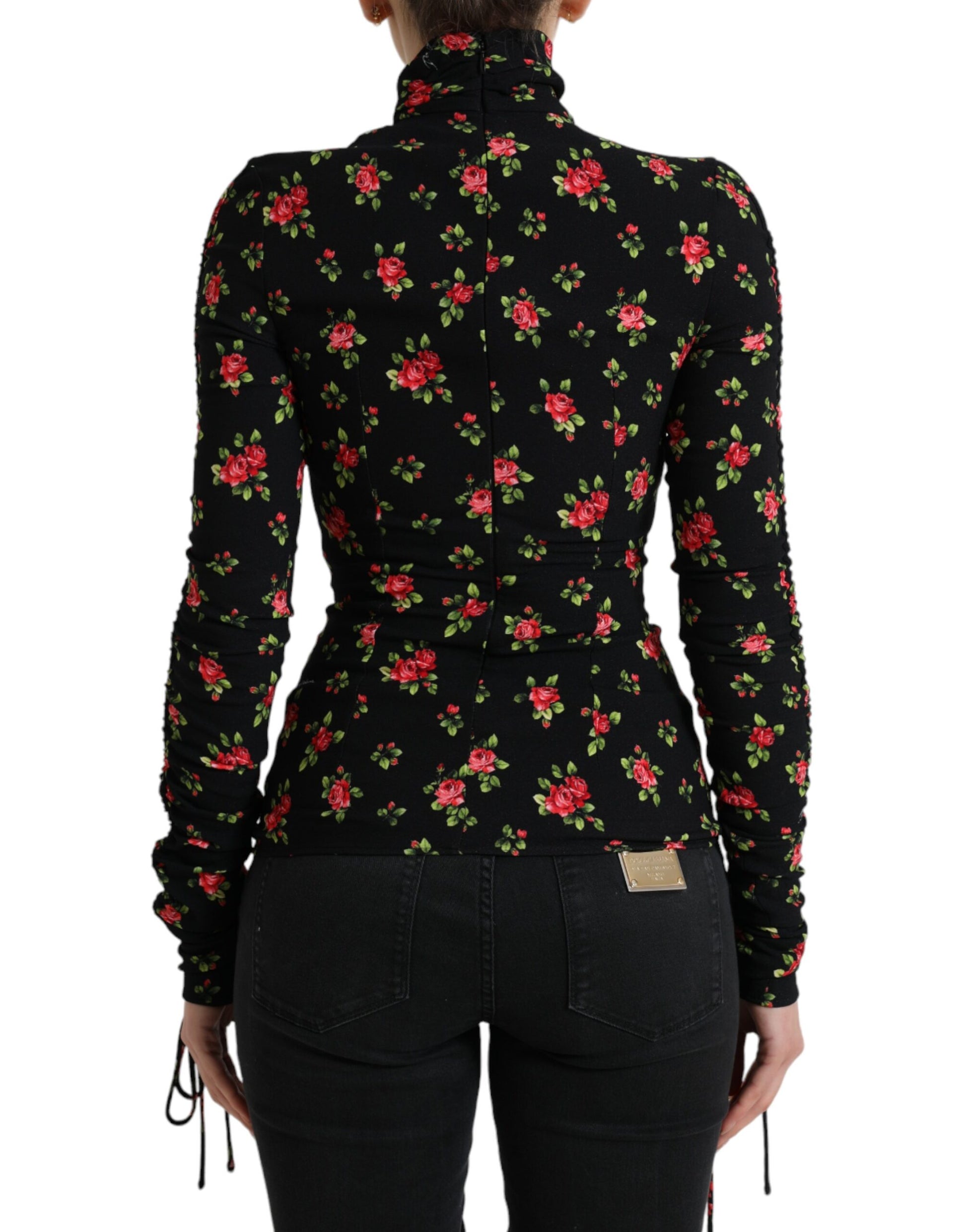 Elegante top floral en mezcla de seda