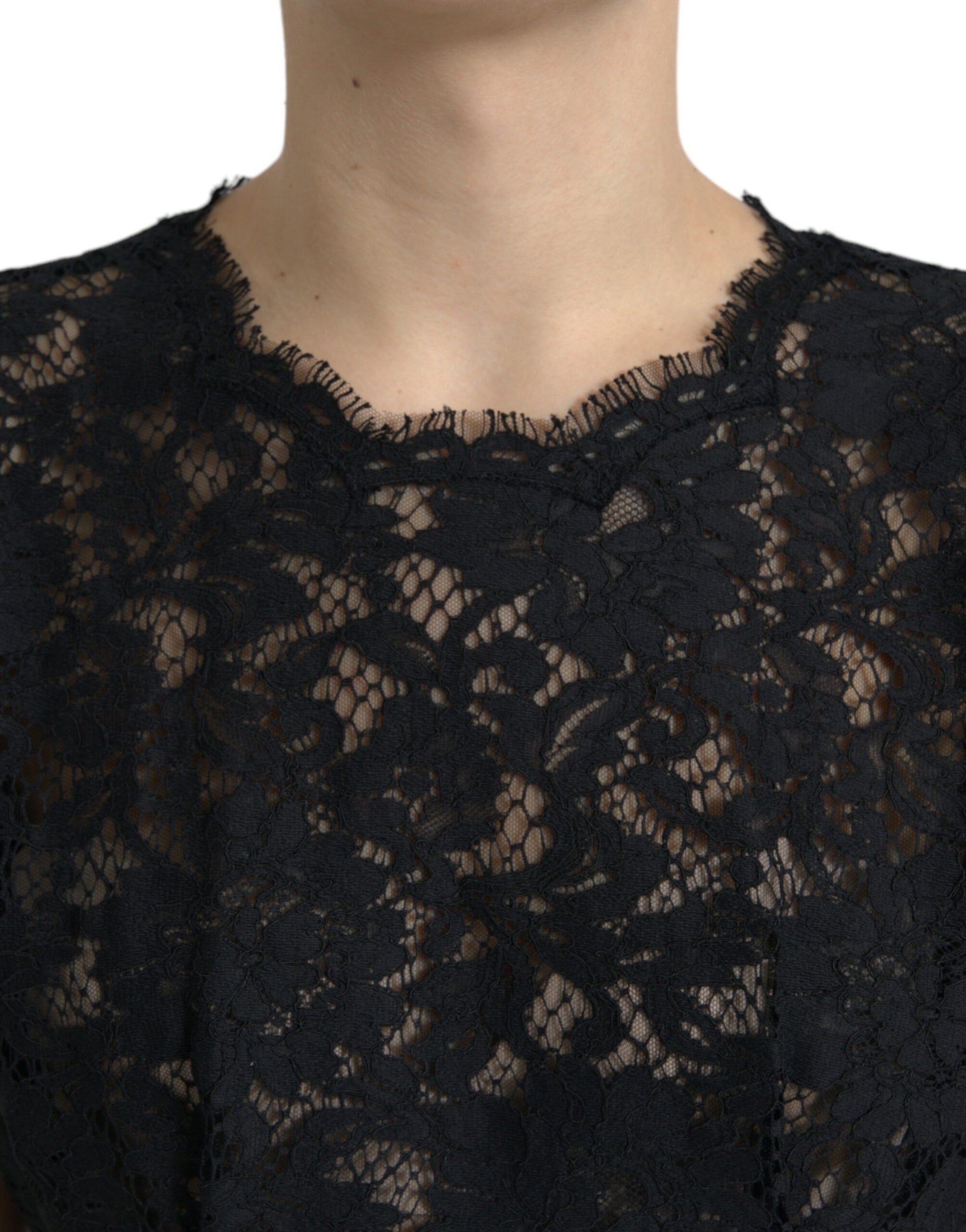 Elegant Black Floral Lace A-Line Mini Dress