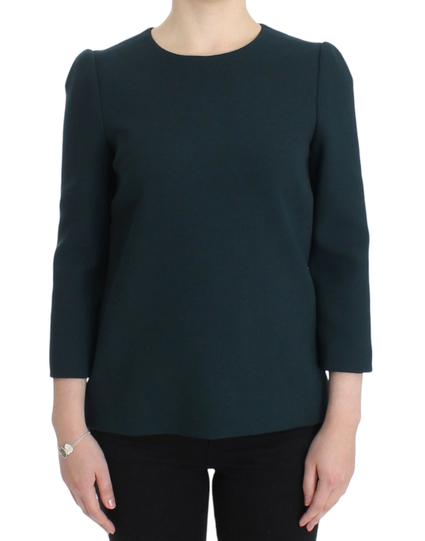 Blusa de mezcla de lana y seda verde Enchanted Sicily