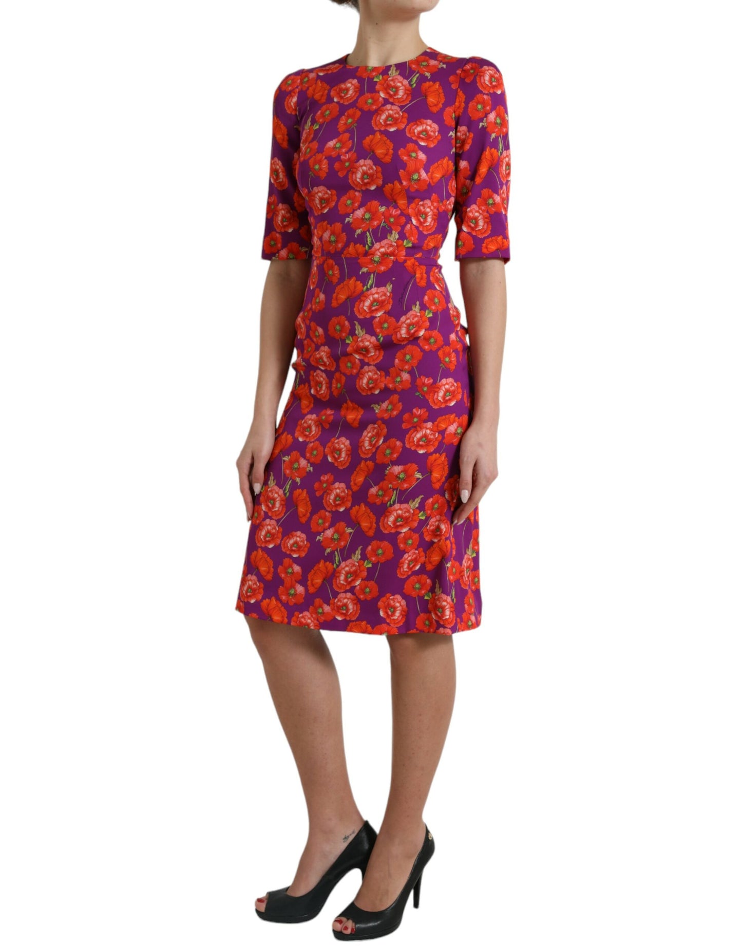 Vibrant Floral Silk Charmeuse Dress