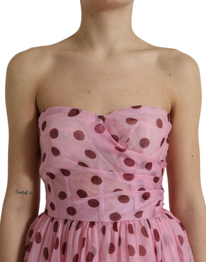 Chic A-Line Strapless Silk Dress in Pink