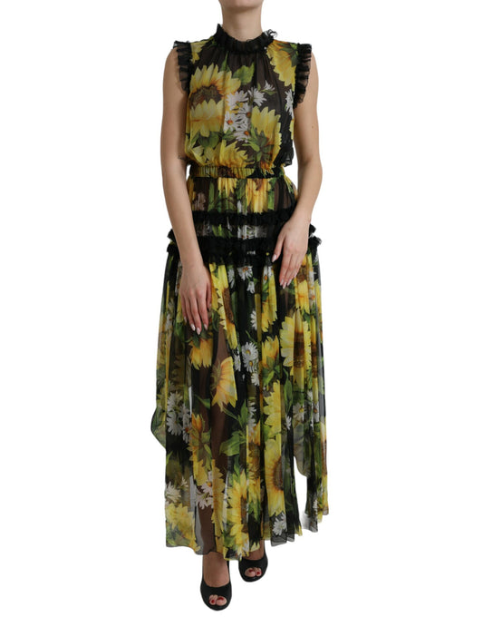 Elegante Maxi Vestido de Seda Girasol