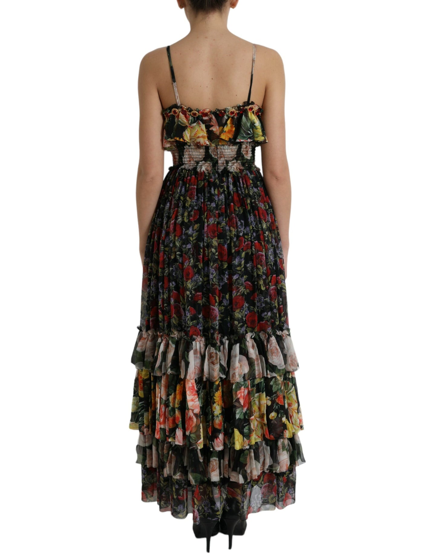 Vibrant Silk Floral Maxi Dress