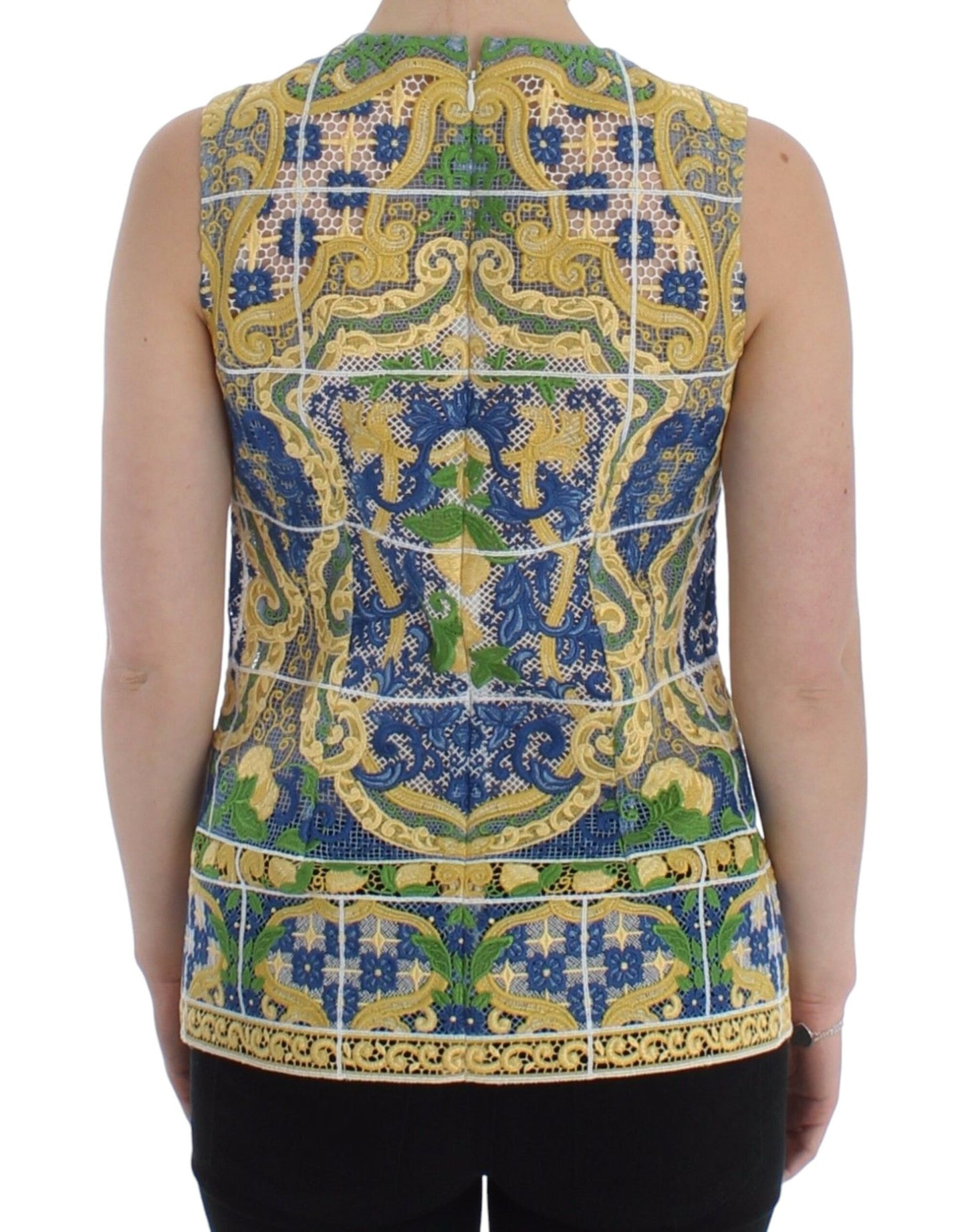 Majolica Embroidered Sleeveless Elegance