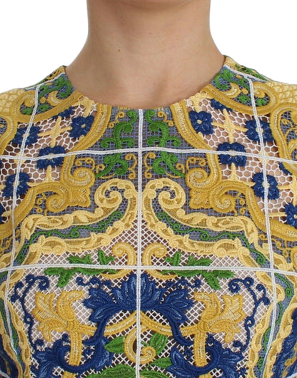 Majolica Embroidered Sleeveless Elegance