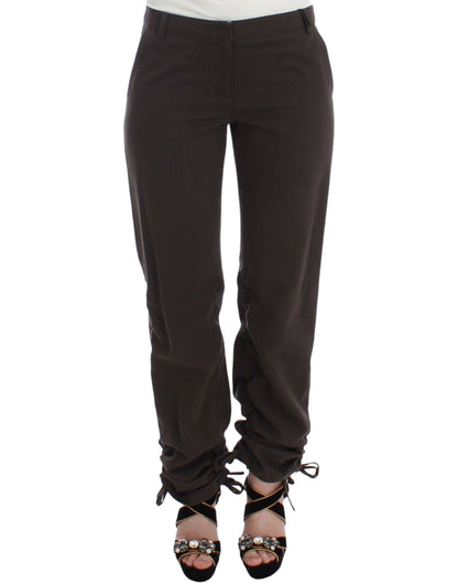 Chic Brown Cotton Dress Pants