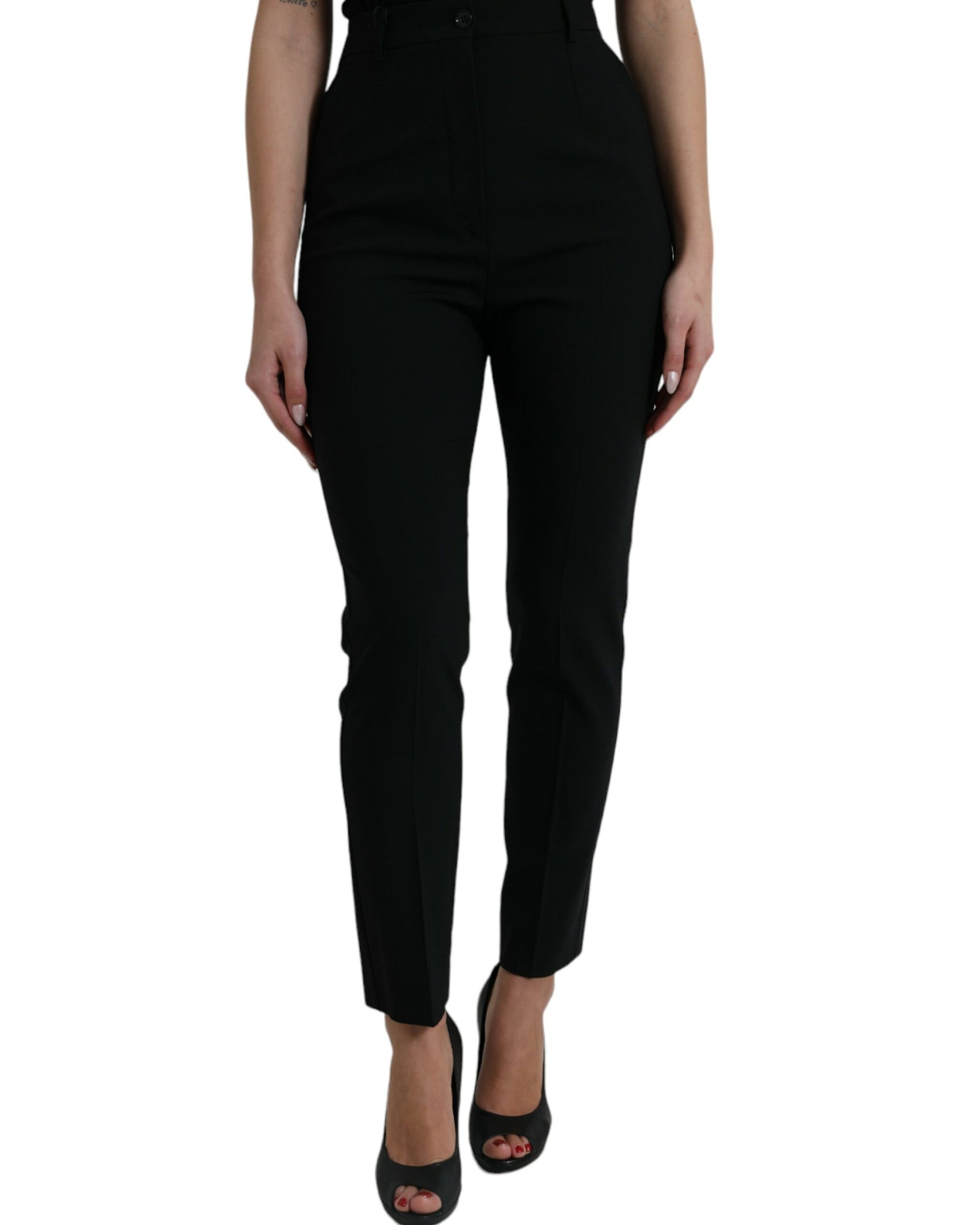 Elegant High Waist Tapered Wool Pants