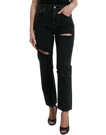 Elegant High-Waist Black Stretch Jeans