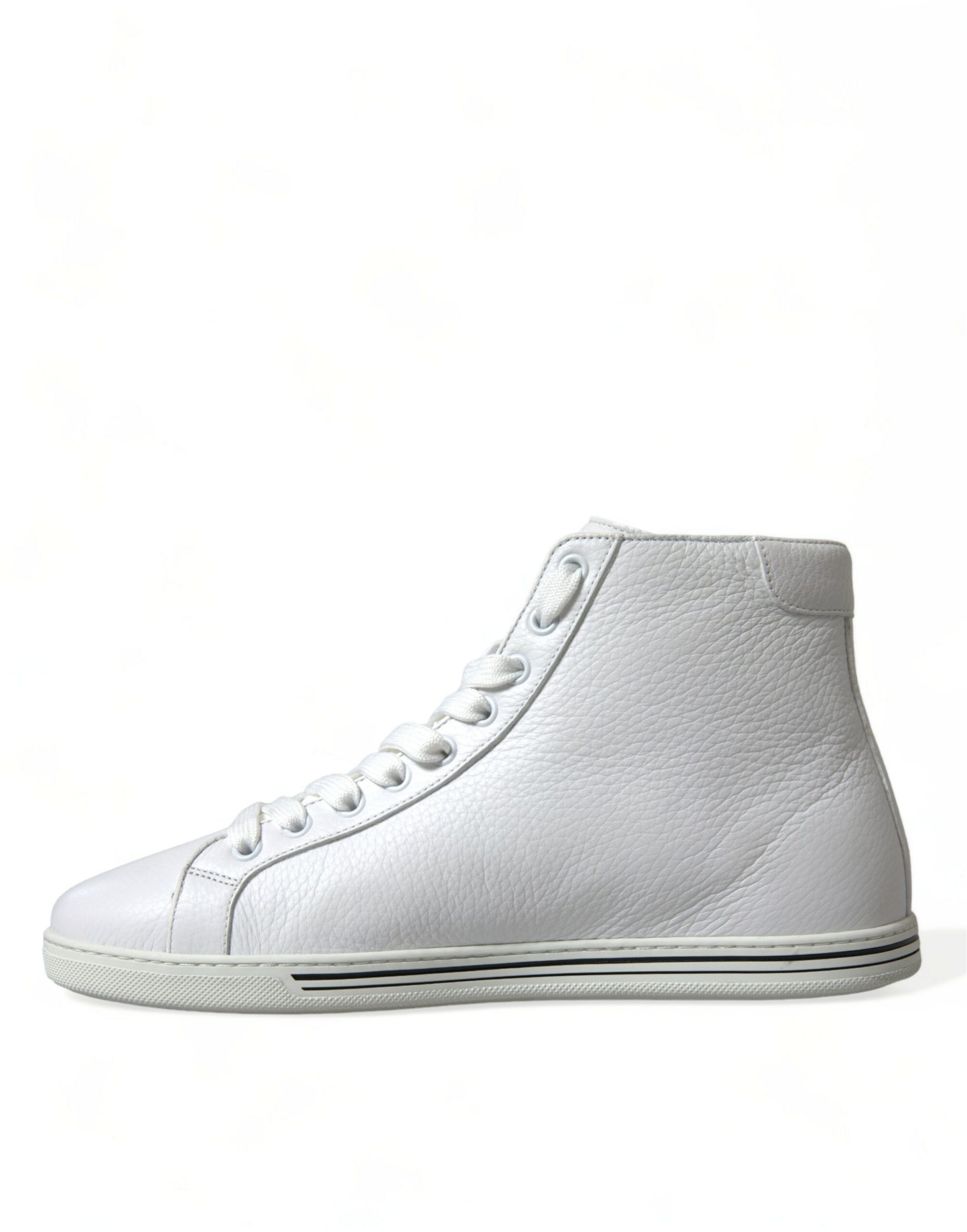 Elegant White Leather High Top Sneakers