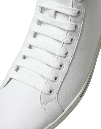 Elegant White Leather High Top Sneakers