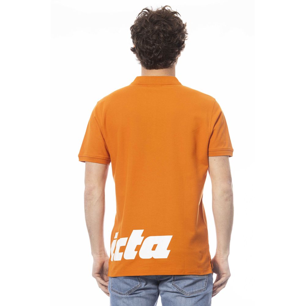 Orange Cotton Men Polo Shirt