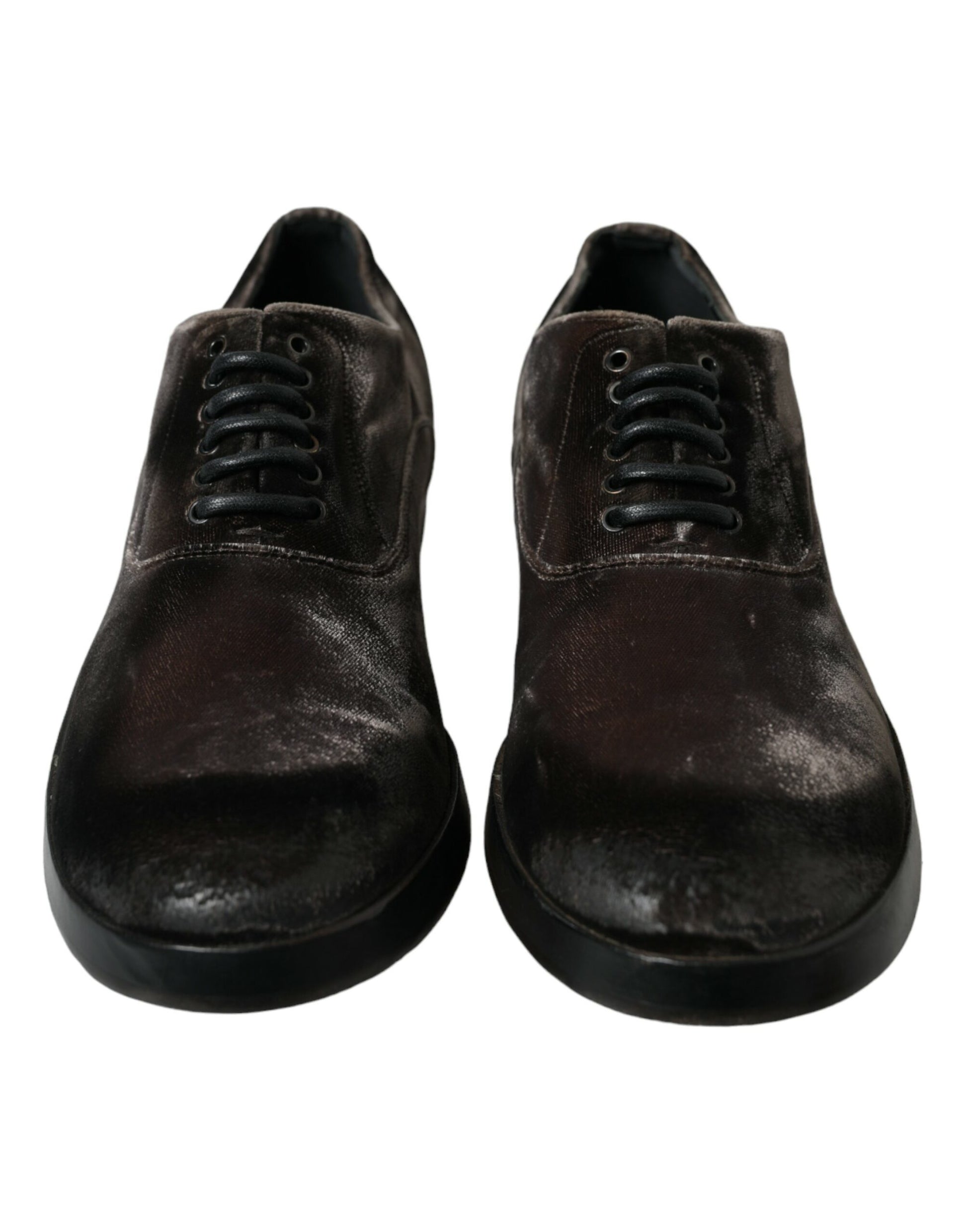 Elegantes zapatos Oxford de terciopelo marrón con cordones