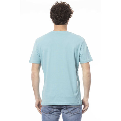 Light Blue Cotton Men T-Shirt