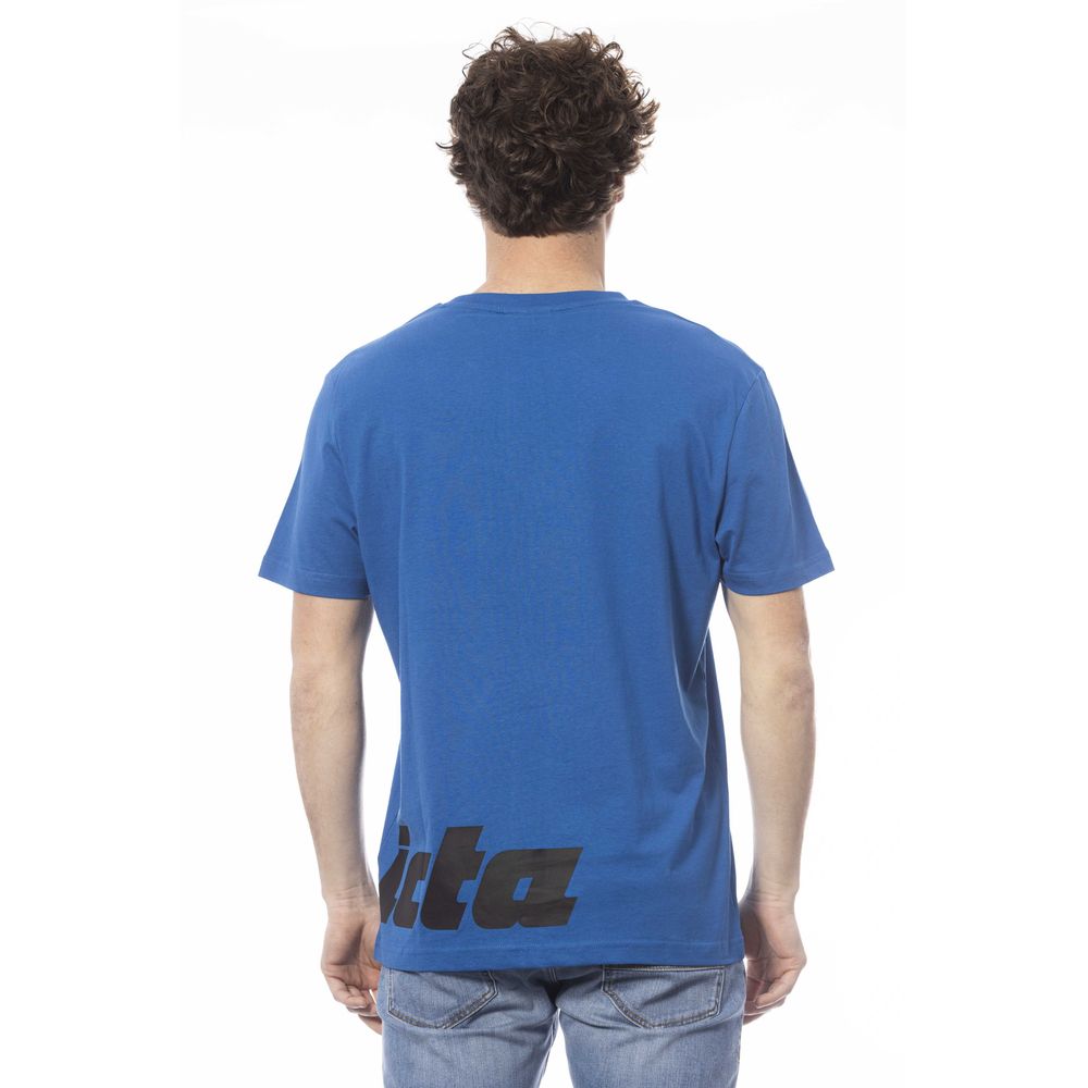 Camiseta de algodón azul para hombre