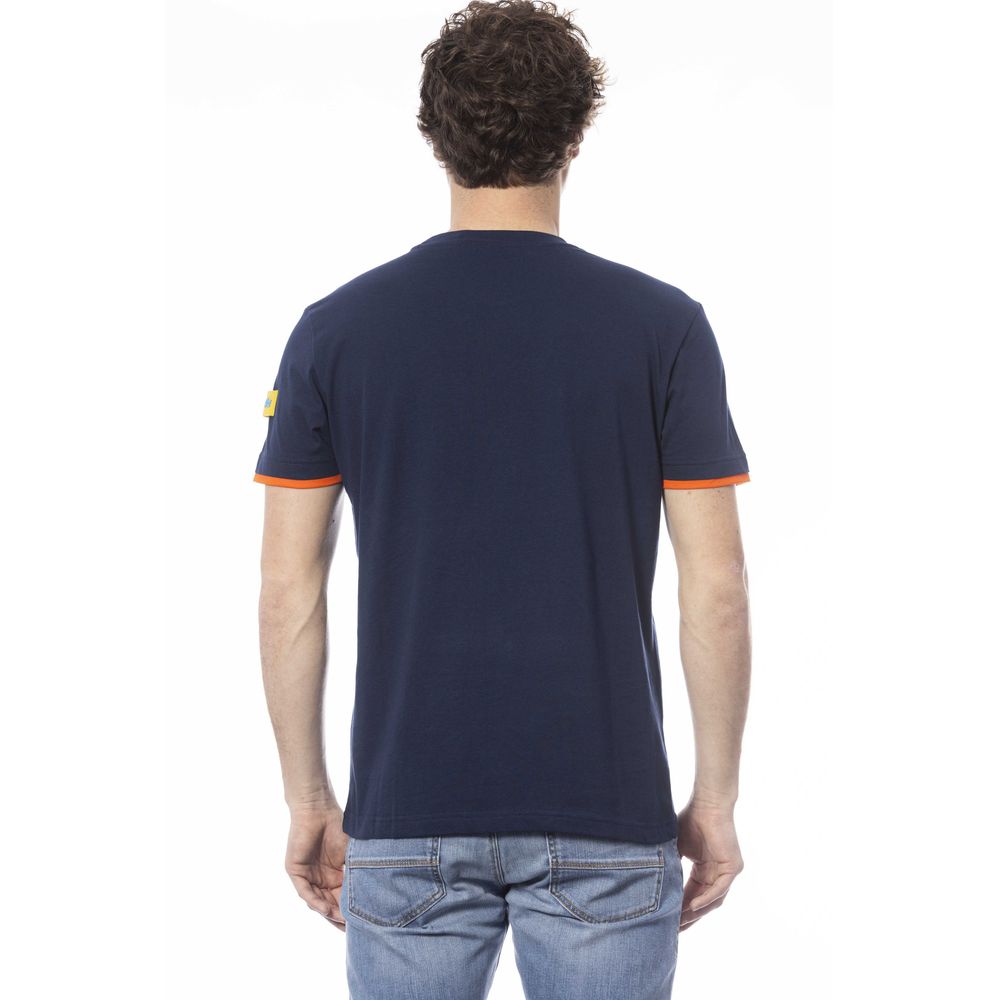 Camiseta de algodón azul para hombre