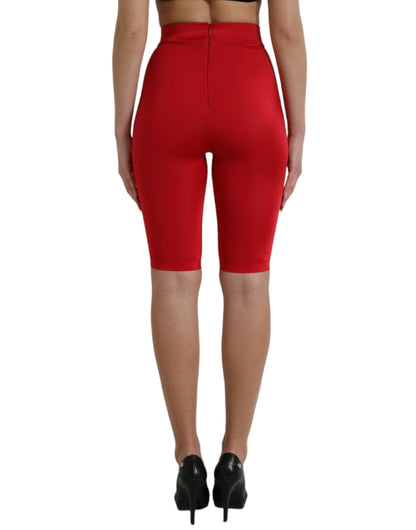 Chic Red High Waist Leggings Pants