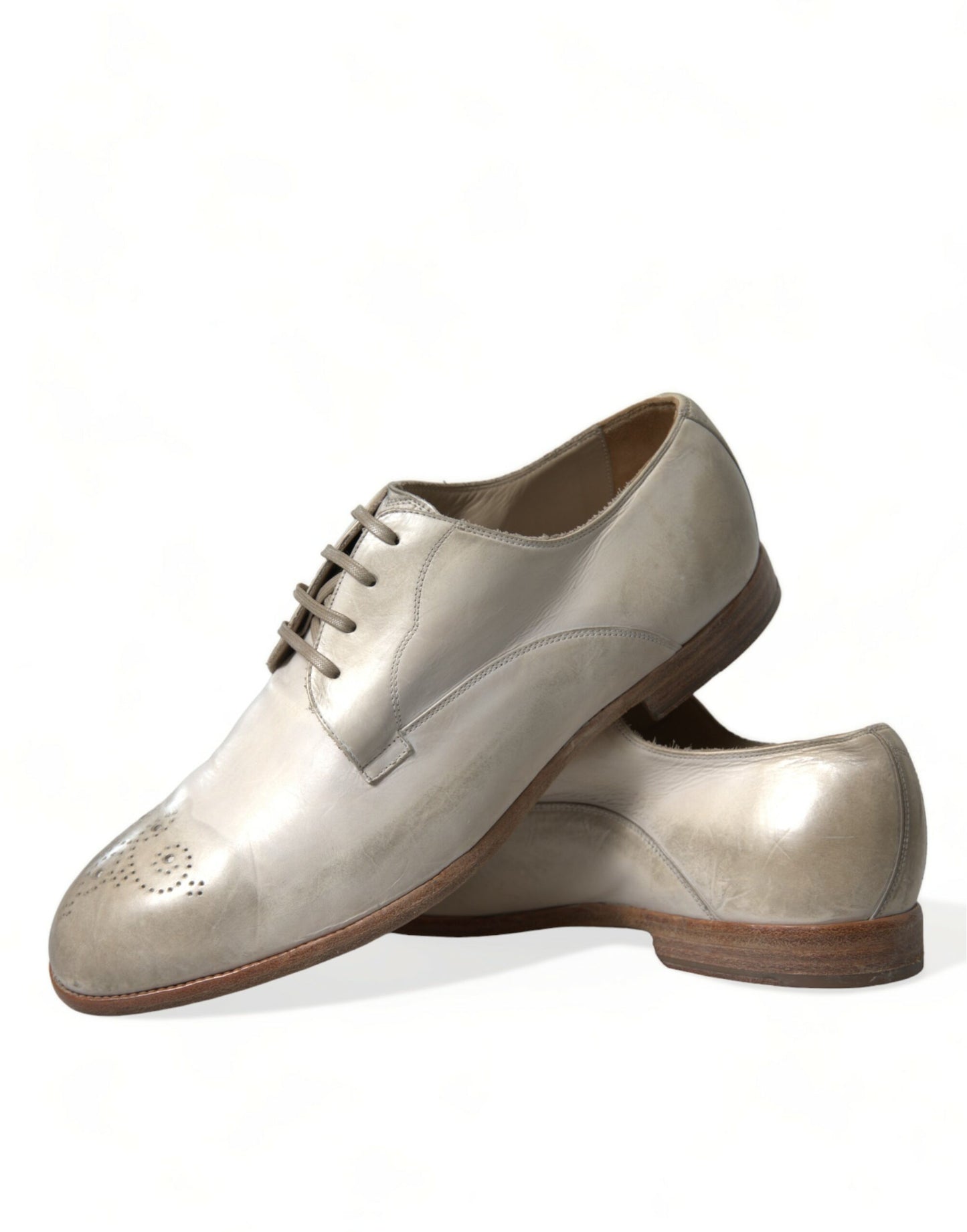 Elegantes zapatos Derby de piel de becerro blanca