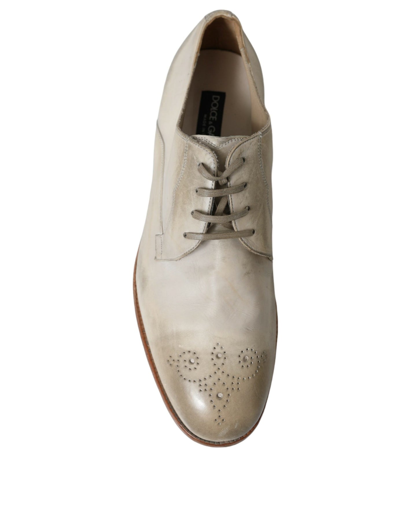 Elegantes zapatos Derby de piel de becerro blanca