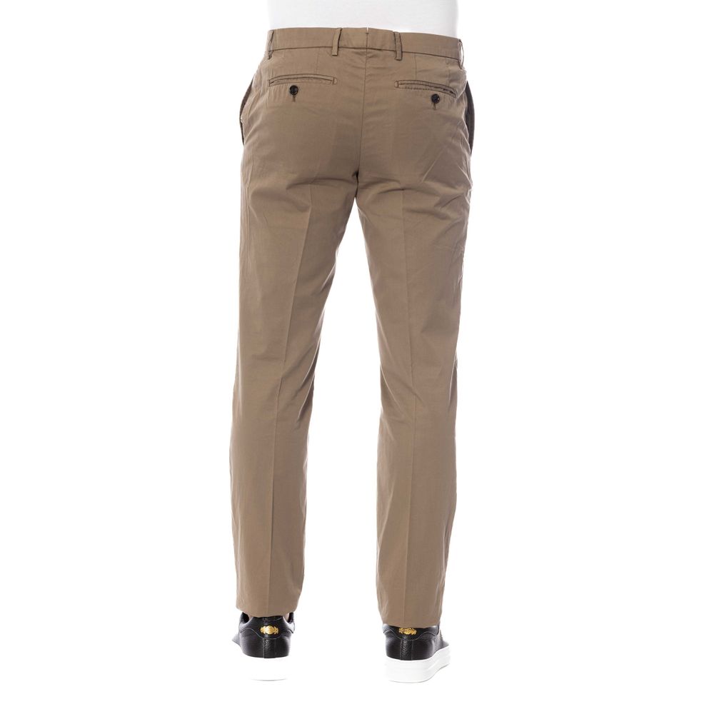 Brown Cotton Men Trouser