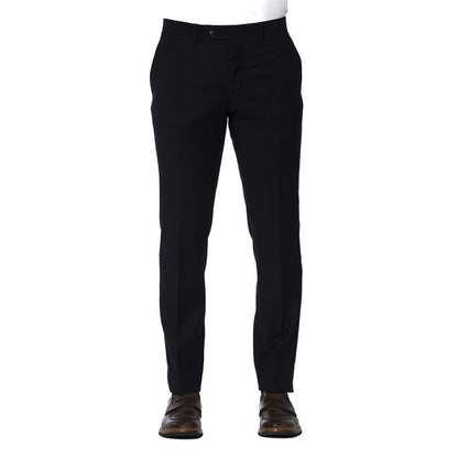 Blue Wool Men Trousers