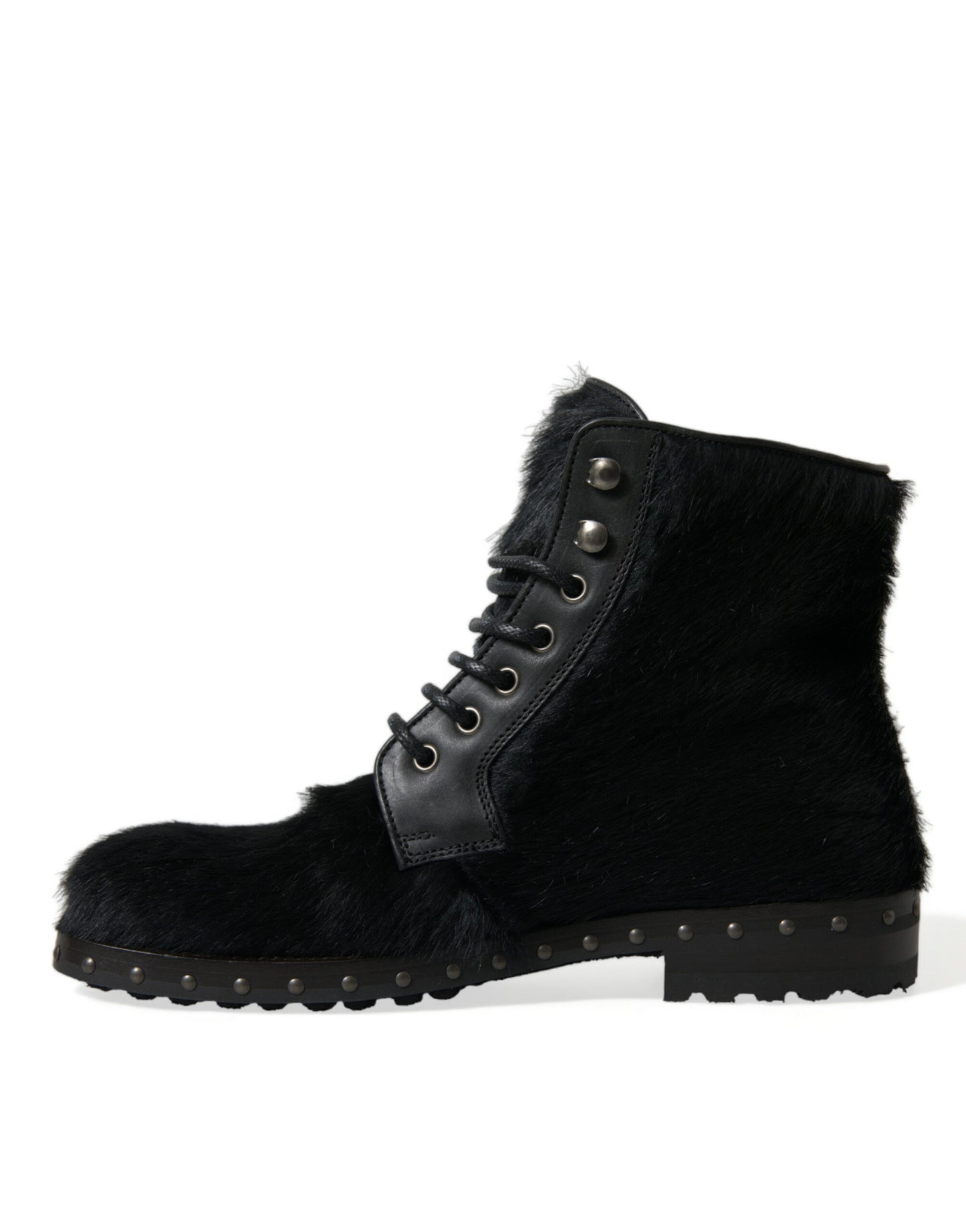 Botas elegantes de piel de becerro negra con cordones