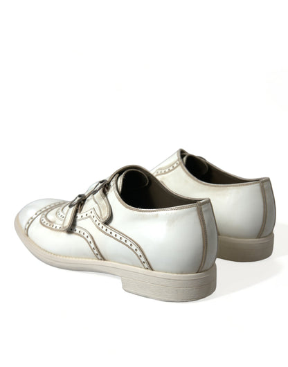 Elegantes zapatos de vestir Derby de cuero blanco