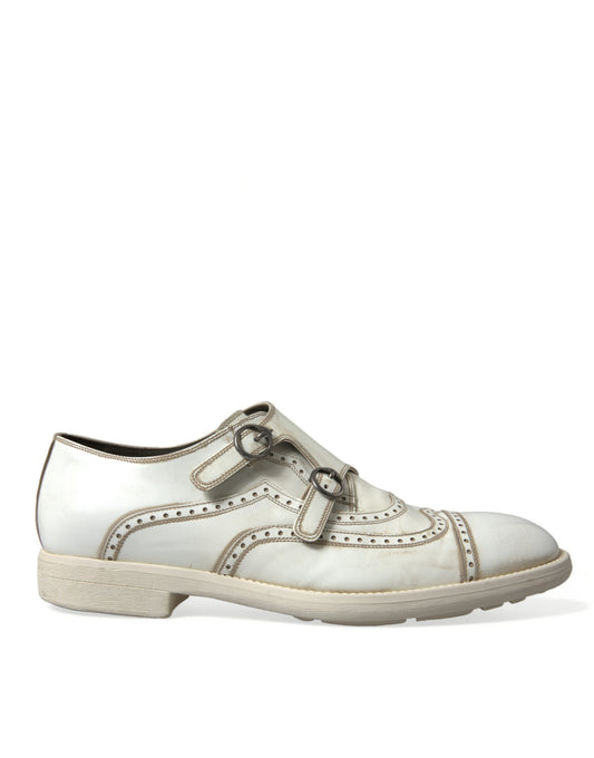 Elegantes zapatos de vestir Derby de piel blanca