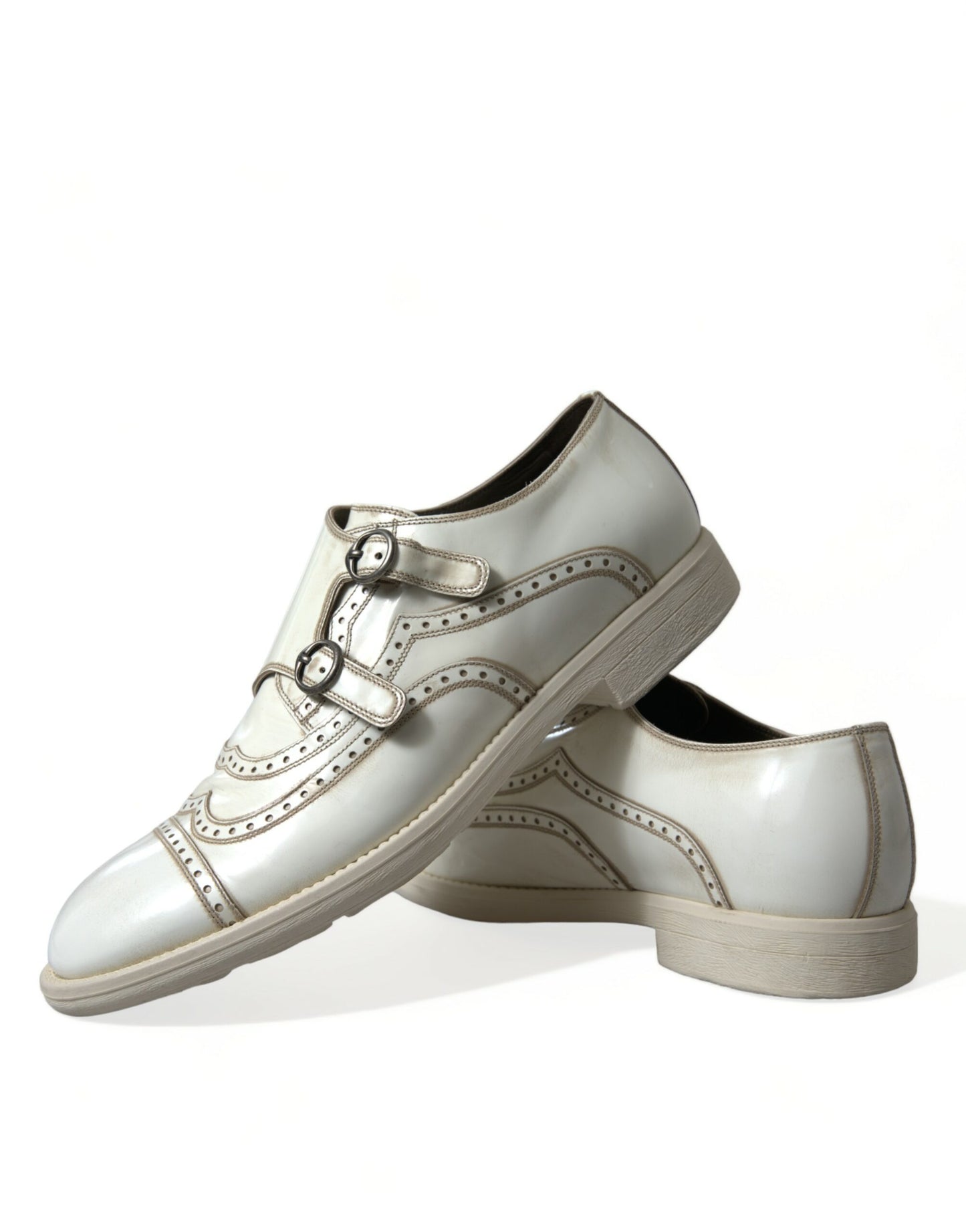 Elegantes zapatos de vestir Derby de cuero blanco