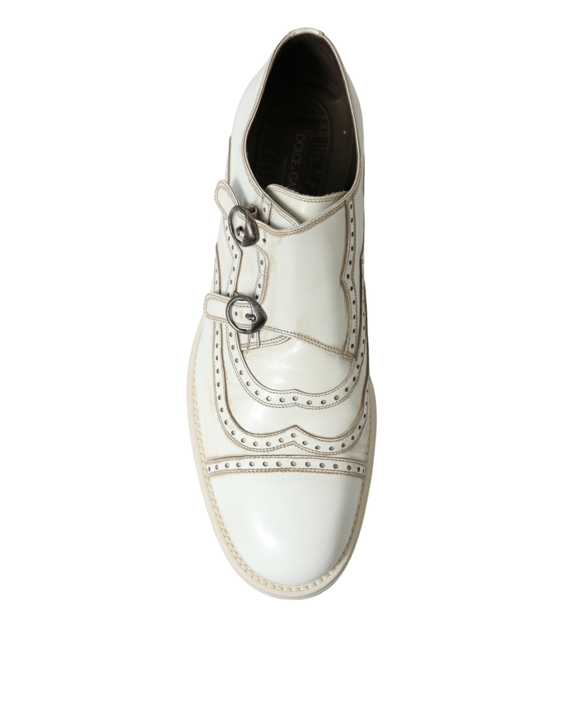 Elegantes zapatos de vestir Derby de cuero blanco