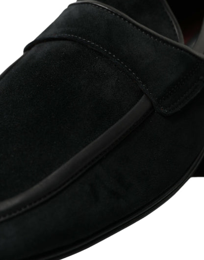 Mocasines elegantes de terciopelo negro para hombre