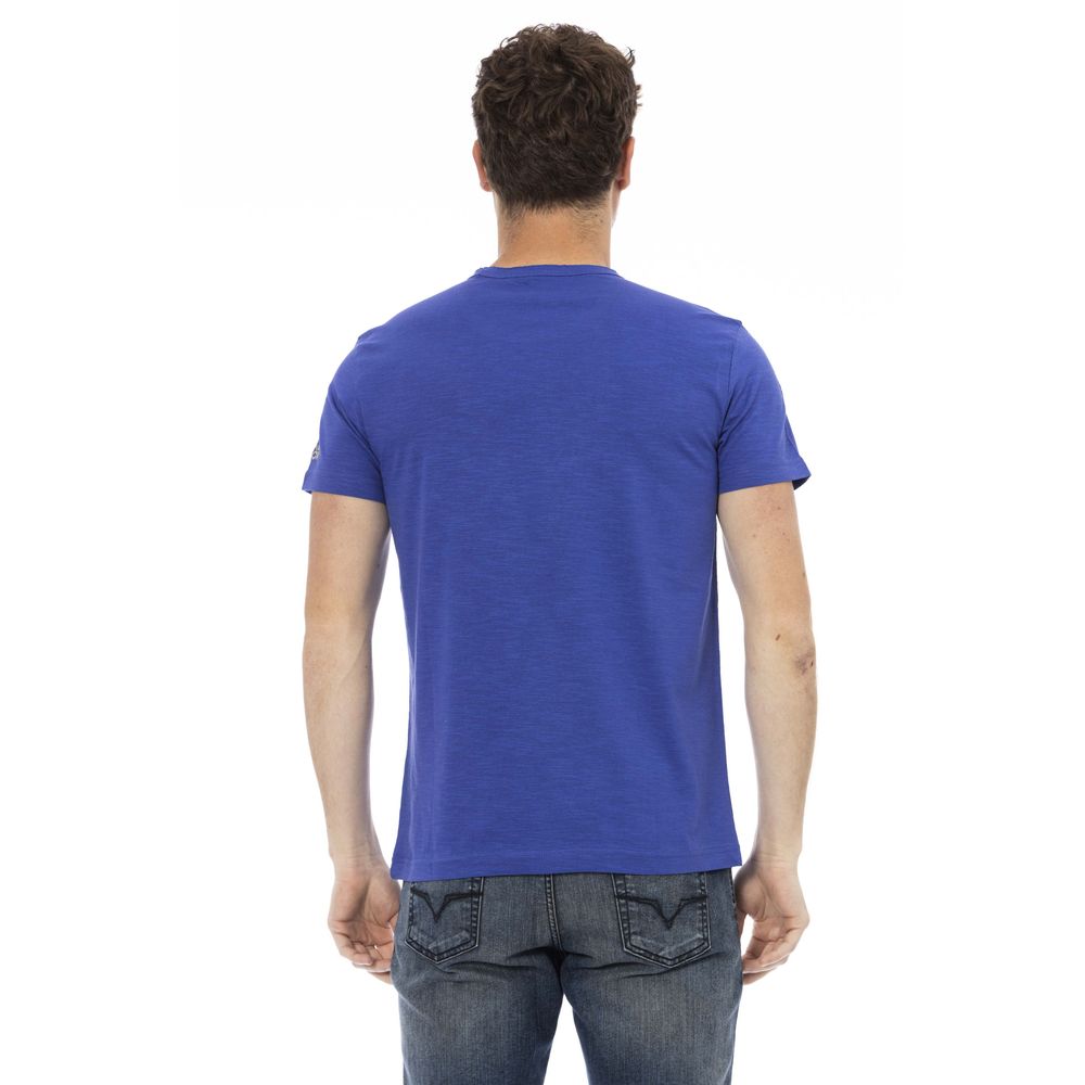 Camiseta de algodón azul para hombre