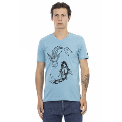 Camiseta de algodón azul claro para hombre