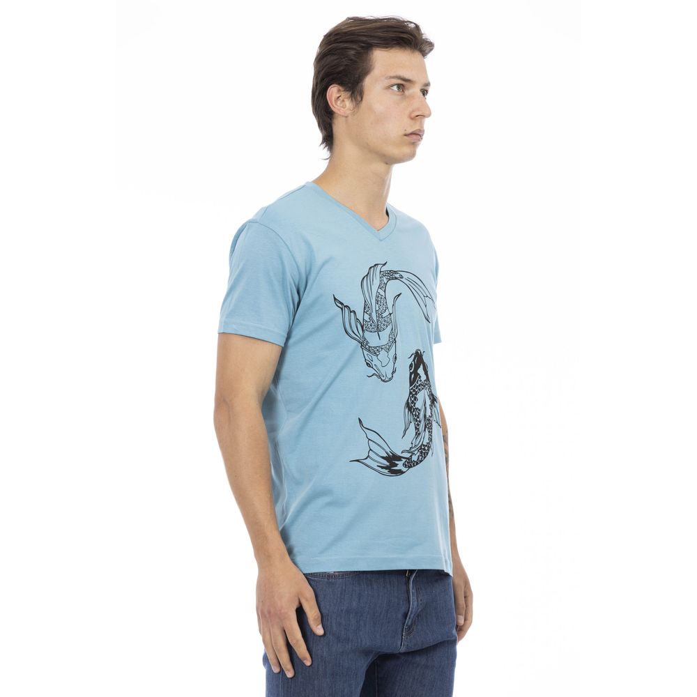 Camiseta de algodón azul claro para hombre