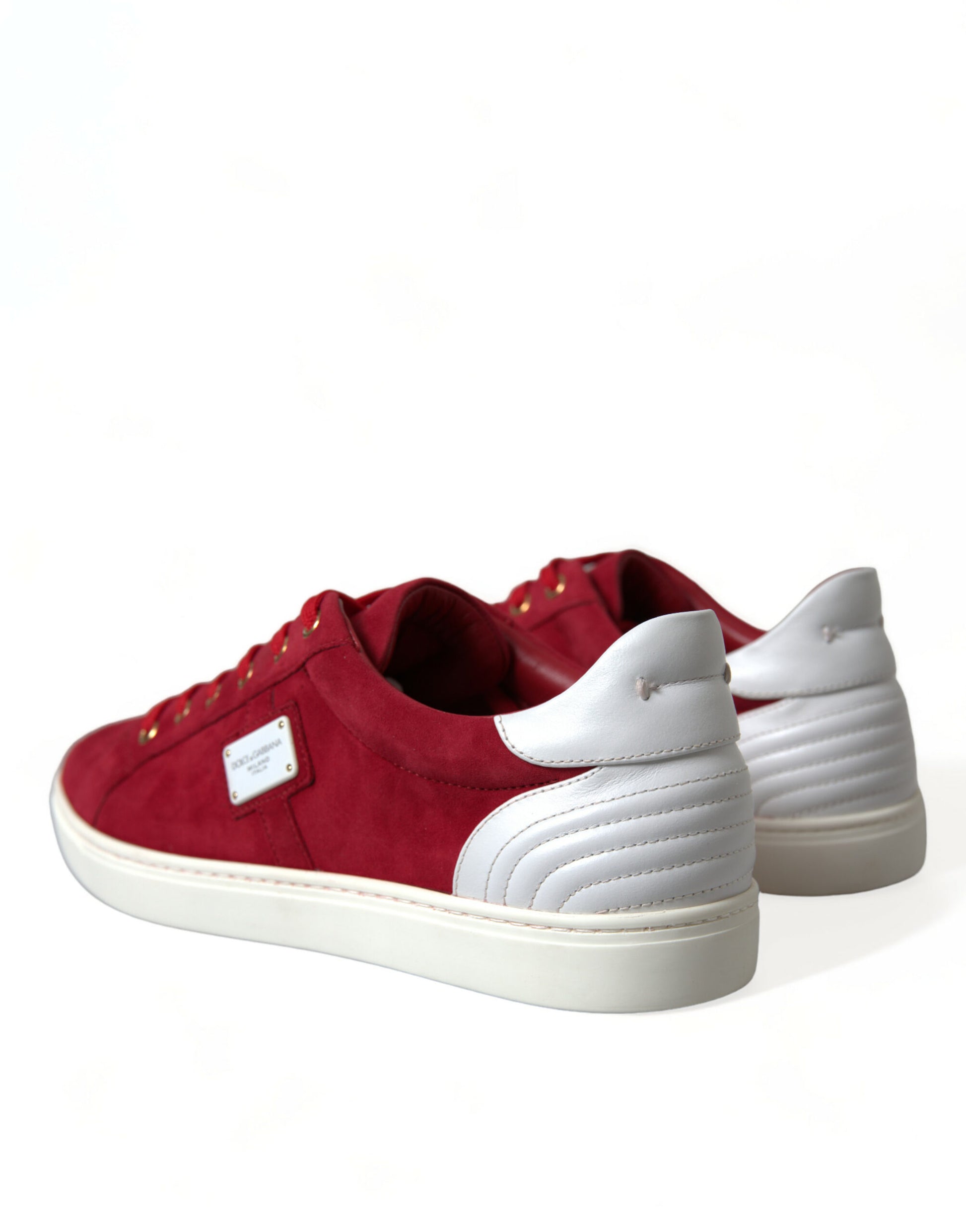 Elegant Red & White Leather Sneakers