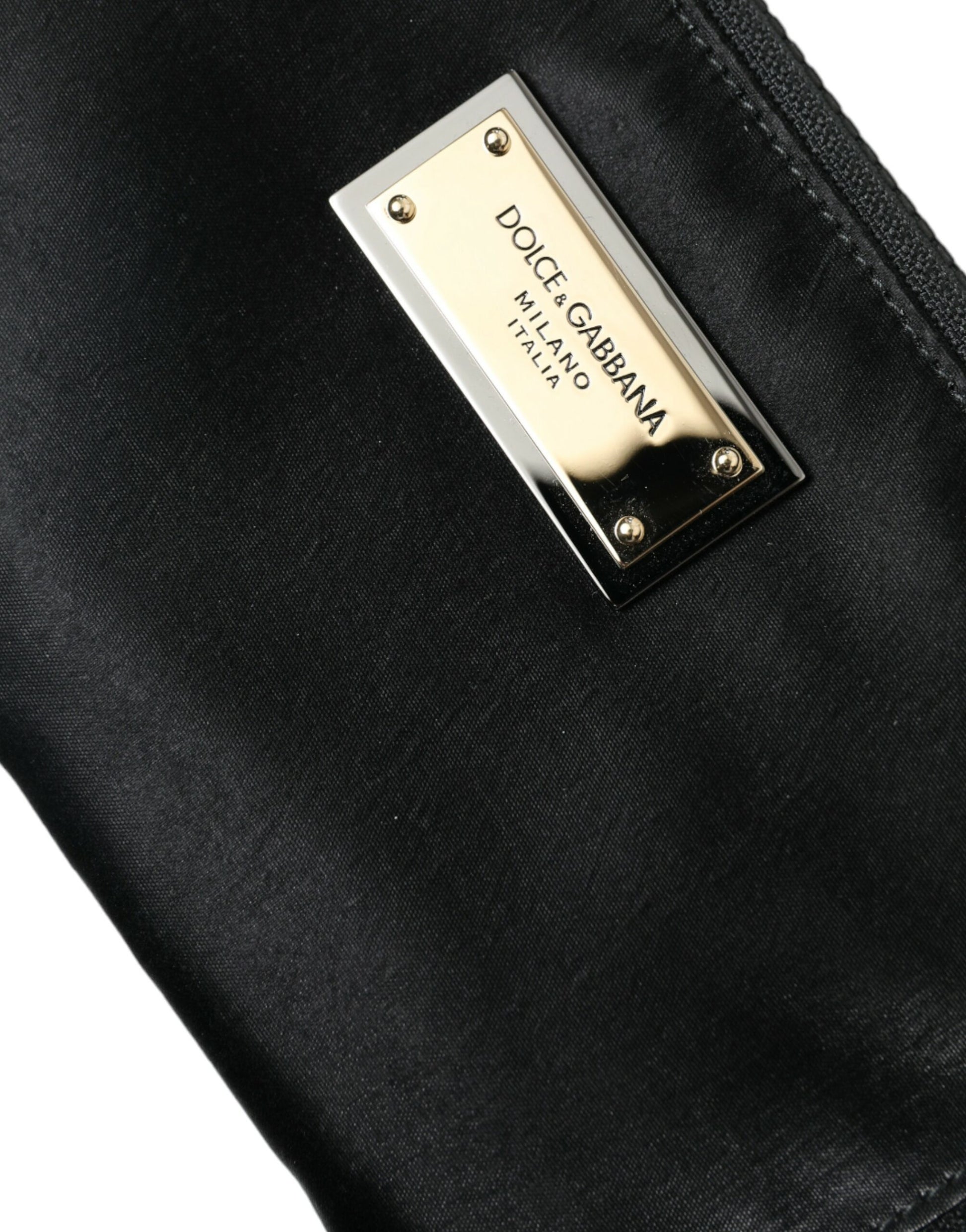 Elite Black Nylon & Leather Pouch with Logo Detail