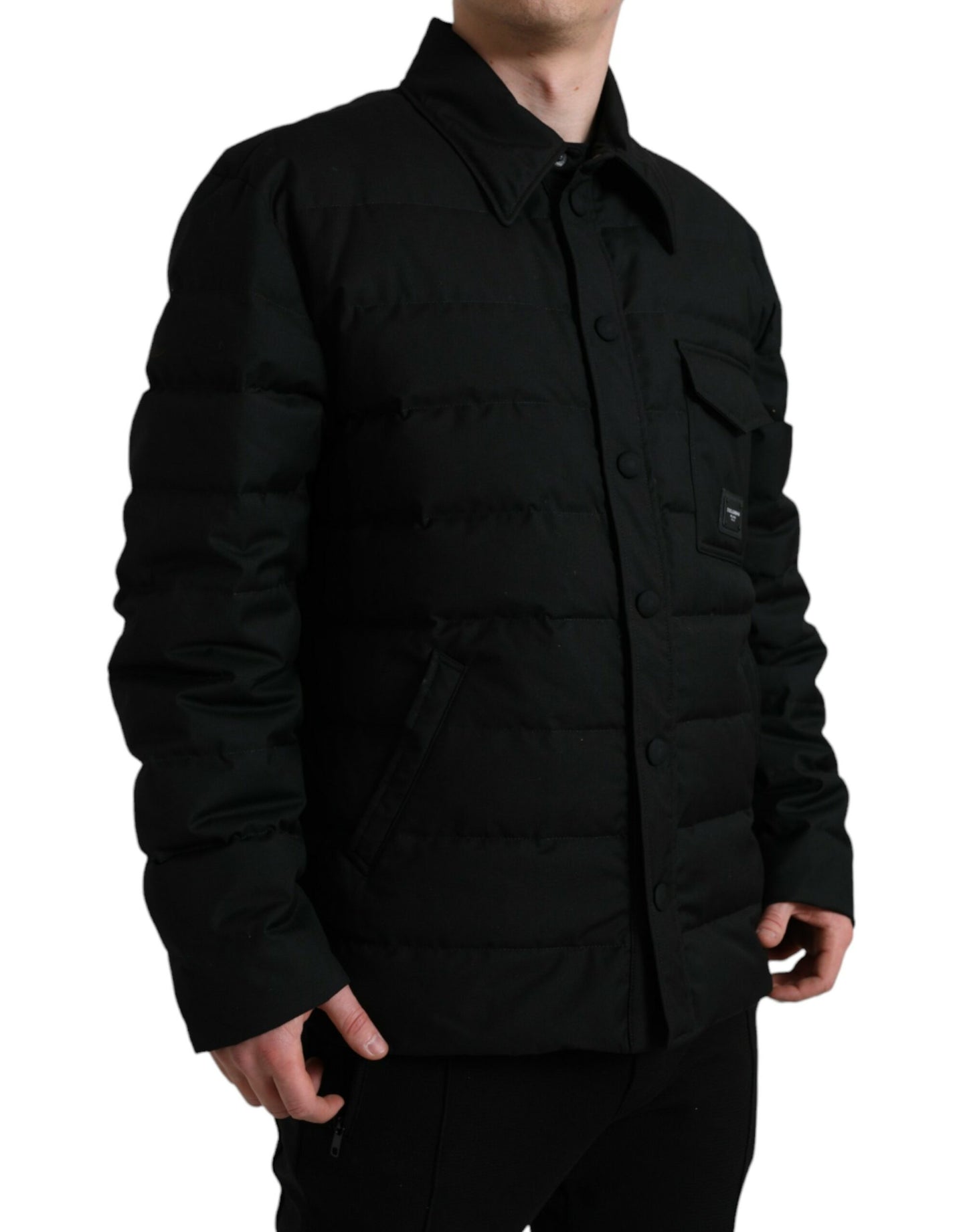 Elegante chaqueta parka acolchada negra