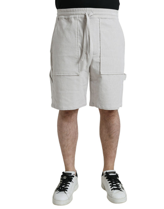 Bermudas de pana de algodón beige para hombre