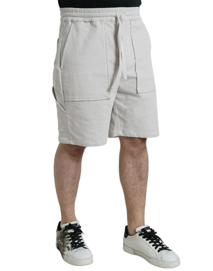 Bermudas de pana de algodón beige para hombre