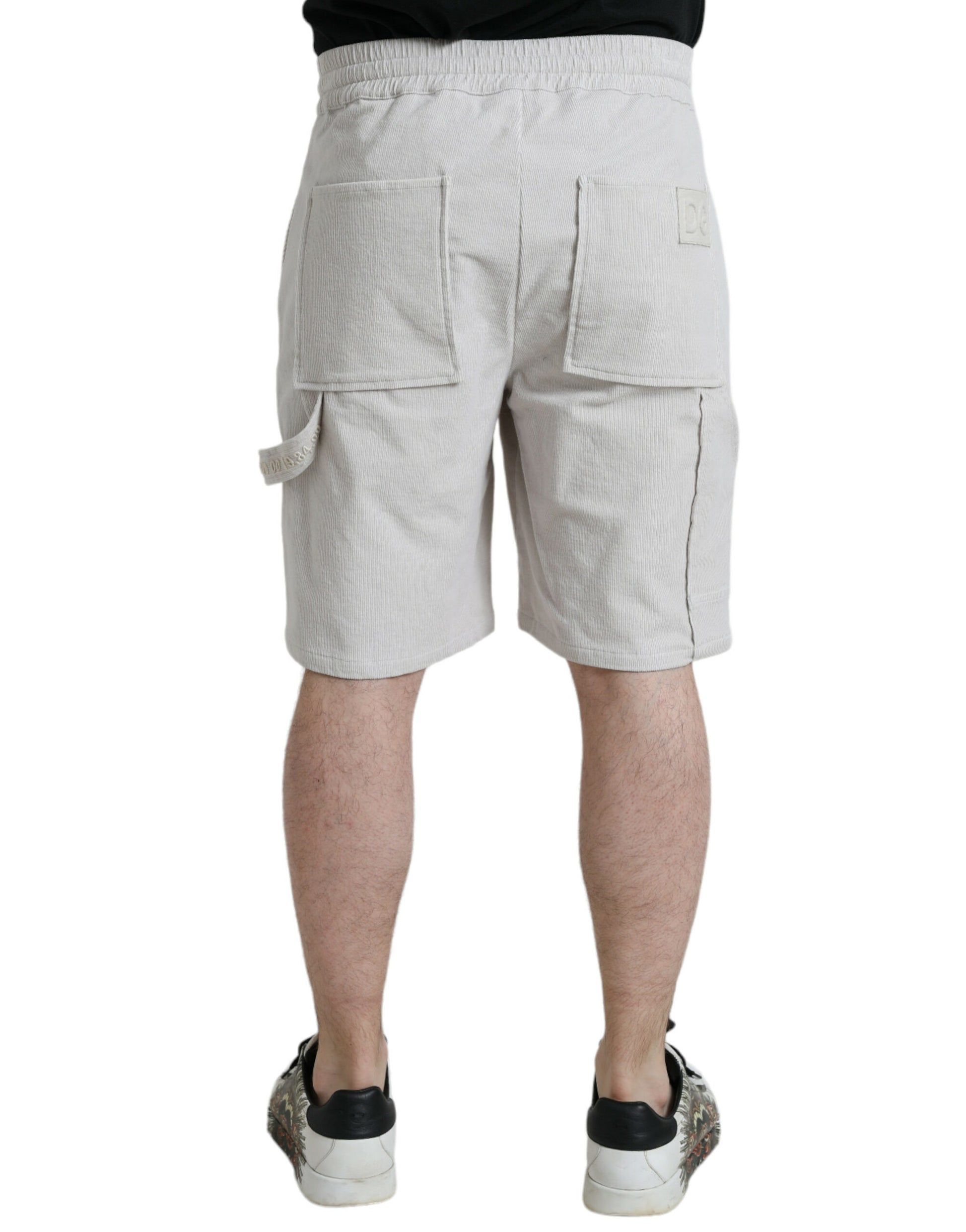 Bermudas de pana de algodón beige para hombre